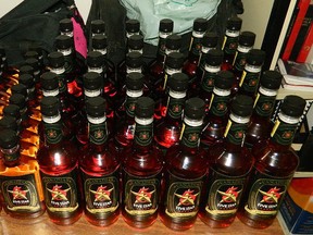 These bottles of rye were seized by RCMP. (RCMP PHOTO)