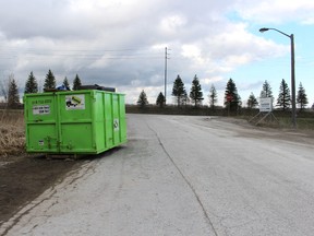 All through the winter there was a small shelter, a wood pile, and numerous Unifor signs at the Carmeuse Lime gate, where workers staffed a picket line 24/7. Now there is only a dumpster. The union members had until Tuesday at 5 p.m. to clear the property. (Megan Stacey, Sentinel-Review)