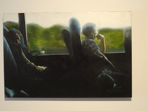 Itinerant, acrylic on canvas, by Iris Fryer is among thw works in a show by Queen’s University student artists at the Union Gallery at Stauffer Library. (Supplied photo)
