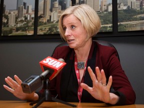 Alberta NDP leader Rachel Notley takes part in an editorial board meeting at the Edmonton Sun offices, in Edmonton, Alta. on Monday April 20, 2015.( David Bloom/Edmonton Sun/Postmedia Network)