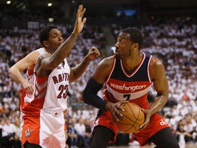 Raptors guard Louis Williams (23) defends against Washington Wizards guard John Wall during Game 1 of their series. (USA Today Sports)