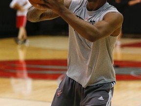 Terrence Ross of the Toronto Raptors on the practice court on April 20, 2015. (JACK BOLAND/Toronto Sun)