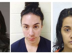 A combination image of booking photos show teachers convicted of sexual assaults (L-R) Nicole Dufault, Kathryn Ronk and Erica Ann Ginnetti in Essex County Department of Corrections, Michigan Department of Corrections, and Pennsylvania State Police photos respectively. (REUTERS/Handout via Reuters)
