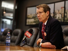 Liberal leader David Swann speaks with the Edmonton Sun Editorial Board at the Sun offices in Edmonton, Alberta  on Monday April 20, 2015. Perry MahEdmonton Sun/Postmedia Network