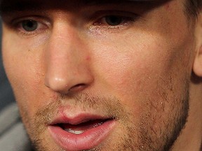 Winnipeg Jets right winger Blake Wheeler  speaks with the media during an availability in Winnipeg, Man. Tuesday April 21, 2015. Brian Donogh/Winnipeg Sun/Postmedia Network