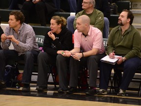 Spruce Grove Panthers coach Dave Oldham (left) will have big shoes to fill, and so will his wife Robyn (middle). As Oldham moves on to replace retiring legend Rob Poole as head coach of the MacEwan Griffins, Robyn will take over the high school program.