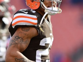 Joe Haden #23 of the Cleveland Browns warms up prior to the game against the Indianapolis Colts at FirstEnergy Stadium on December 7, 2014 in Cleveland, Ohio. (Jason Miller/Getty Images/AFP)