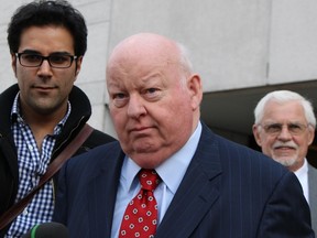 Sen. Mike Duffy outside the Ottawa courthouse on Tuesday, April 21. (TONY SPEARS Ottawa Sun)