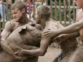 A church in Wisconsin will cease its annual pig wrestling fundraiser. (Facebook)