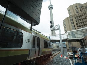 The UP Express pulls out of Union Station. (CRAIG ROBERTSON/Toronto Sun)