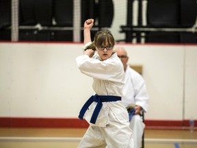 Christine Wharton, Edmonton, took part in the Whitecourt annual karate tournament at the Allan & Jean Millar Centre on Saturday, April 18, 2015 in Whitecourt, Alta.

Christopher King | Whitecourt Star| Postmedia Network