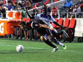 Fury's Ryan Richter, keeps the ball in bounds during play Wednesday, April 22, 2015. (Joel Watson/Ottawa Sun/PostMedia Network)