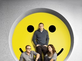 Bradley Whitford as Jonathan, Steve Coogan as Thom and Kathryn Hahn as Lee in "Happyish."