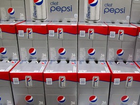 Cases of Diet Pepsi are displayed for sale in Carlsbad, California February 7, 2012.  (REUTERS/Mike Blake)