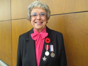 Sarnia's Wilma McNeill has been working for 25 years to convince Ontario to reinstate Remembrance Day as a public holiday. Earlier this week, she travelled to Ottawa to speak to the Standing Committee on Canadian Heritage about the issue. (File Photo/THE OBSERVER/ POSTMEDIA NETWORK)