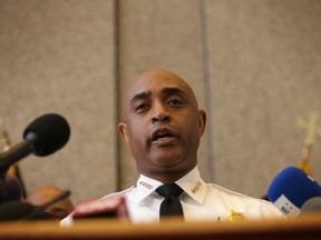 Baltimore City Police Commissioner Anthony Batts speaks during a news conference at the police headquarters April 24, 2015 in Baltimore, Maryland. Batts spoke on the latest development of the death of Baltimore resident Freddie Gray one week after being under custody in a police van. Gray, 25, had been arrested for possessing a switch blade knife April 12th outside the Gilmor Homes housing project on Baltimore's west side. According to his attorney, Gray died in the hospital from a severe spinal cord injury.  Alex Wong/Getty Images/AFP