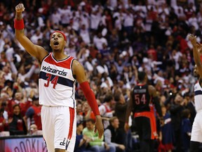 Wizards' Paul Pierce dominated the Raptors late in the game on Friday night. (USA TODAY SPORTS/PHOTO)