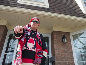 Red Scarf Union president Patrick McSweeney is hoping for another Senators win Sunday nigh in Game 6at Canadian Tire Centre. (DANI-ELLE DUBE/OTTAWA SUN)