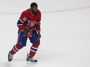 Montreal Canadiens P.K. Subban leaves the ice after a penalty  during third period action at the Bell  Centre in Montreal Friday, April 24, 2015.  (Tony Caldwell/Ottawa Sun/Postmedia Network)