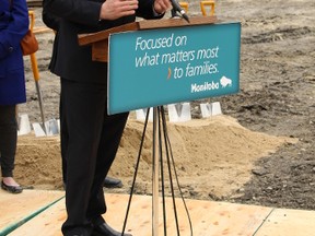 Manitoba Premier Greg Selinger speaks at the groundbreaking for a new Seven Oaks-area school Friday, April 24, 2015, as experts ponder the value of his current cabinet team.