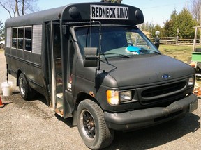 A bus converted into a Redneck Limo was stolen Saturday night. (Facebook)