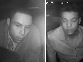 Ottawa cops want to talk to these two men after a taxi robbery along Prince of Wales Dr. on March 29. (OTTAWA POLICE submitted images)