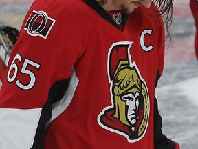 Senators Erik Karlsson looks dejected after losing to the Montreal Canadiens at the Canadian Tire Centre in Ottawa Sunday, April 26, 2015. (Tony Caldwell/Ottawa Sun)