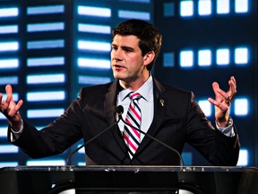 Edmonton Mayor Don Iveson speaks during the Mayor's 2015 State of the City Address Luncheon at the Shaw Conference Centre in Edmonton, Alta. on Monday, April 27, 2015. Codie McLachlan/Edmonton Sun