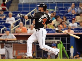 Barely over a year into a lucrative contract, the Miami Marlins have opted to part ways with catcher Jarrod Saltalamacchia. Steve Mitchell-USA TODAY Sports