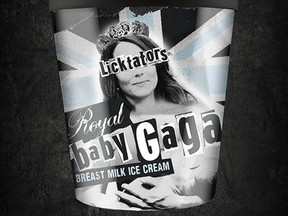 British company, The Licktators is celebrating the arrival of William and Kate's second royal baby by selling breast milk ice cream with the duchess's face on the carton. (Facebook.com/TheLicktators)