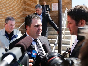 Former MP Dean Del Mastro leaves Lindsay Court  for the continuation of his sentencing on Elections Canada charges on Tuesday April 28, 2015 in Lindsay, Ont. Clifford Skarstedt/Peterborough Examiner/Postmedia Network