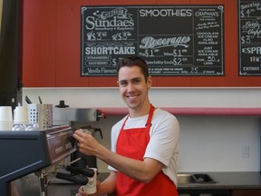 Will Heeman serves up a hot beverage from the Berry Beanery, the latest addition to the family-owned business. Heeman’s is having an open house on Saturday, May 2.