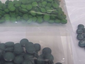 568 fentanyl pills seized in Edmonton, April 23, 2015. (ALERT Vine video)