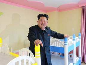 North Korean leader Kim Jong Un provides field guidance to Wonsan Baby Home and Orphanage, which is close to completion, in this photo released by North Korea's Korean Central News Agency (KCNA) on April 22, 2015. (REUTERS/KCNA)