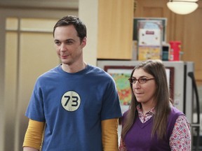 Jim Parsons, left, and Mayim Bialik in the Big Bang Theory Michael Yarish/Warner Bros. Entertainment Inc.