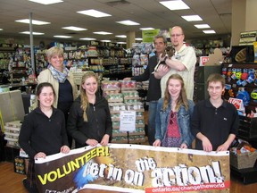 Submitted photo
Change the World Youth Challenge Student Leaders collected more than 650 lbs. of food for the Quinte Humane Society. Pictured at the Quinte Humane Society are Brenda Snider, Jackie Cooney, Anna Wilson Marya Smith, Frank Rockett, Serena Berthelot, Phillip Berthelot.