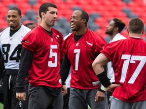 Ottawa RedBlacks QB Henry Burris was all smiles at the team's mini-camp at TD Place in Ottawa Monday, April 27, 2015. (Errol McGihon/Ottawa Sun/Postmedia Network)