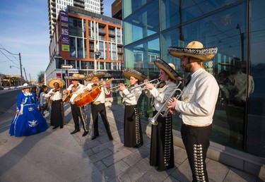 Viva Mexico Mariachi band welcomes guests as they arrive to CRESCENDO 2015 in support of Regent Park School of Music held at Ada Slaight Hall in Daniels Spectrum in the Regent Park neighbourhood in Toronto, Ont. on Wednesday April 29, 2015.  The evening included musical performances by students, recent graduates and special guests. Ernest Doroszuk/Toronto Sun