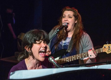 Sophia Perlman (front) and Terra Hazelton perform at  CRESCENDO 2015 in support of Regent Park School of Music held at Ada Slaight Hall in Daniels Spectrum in the Regent Park neighbourhood in Toronto, Ont. on Wednesday April 29, 2015.  The evening include musical performances by student, recent graduates and special guests. Ernest Doroszuk/Toronto Sun