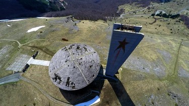 A high angled view of The Buzludzha Monument built on the top of Stara Planina mountain by the former Bulgarian communist regime.(WENN.com)