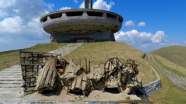 A view of The Buzludzha Monument built on the top of Stara Planina mountain by the former Bulgarian communist regime. The Buzludzha Monument, which looks like an UFO on the peak, was built by the Bulgarian communist regime to commemorate the events in 1891 when the socialists led by Dimitar Blagoev assembled secretly in the area to form an organized socialist movement with the founding of the Bulgarian Social Democratic Party, the predecessor to the Bulgarian Communist Party. (WENN.com)