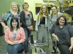 The cast of the Theatre Kent production of Steel Magnolias. Front row, from left: Tracy Morton and Robyn Brady. Back row: Lee-Ann MacNeill, Louise Stallaert, Sarah Charbonneau and Courtney Wells. (Don Robinet/Chatham This Week)
