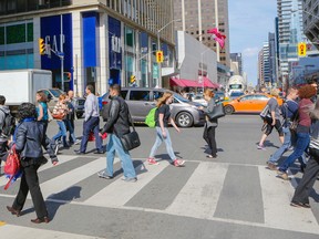 The intersection of Bay St. and Bloor St. on April 30, 2015. (Dave Thomas/Toronto Sun)