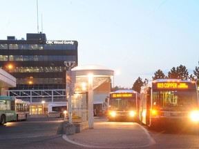 Greater Sudbury Transit buses pull through the downtown terminal. Gino Donato/Sudbury Star file photo