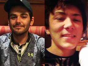 Matt Fairman, left, 26, and Tyler Maracle, 21, both of Tyendinaga have been missing since the morning of Sunday, April 26. (Photos via Twitter)