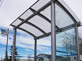 A damaged bus shelter is seen on 99 Street north of 25 Avenue in Edmonton, Alta. on Friday, May 1, 2015. Several businesses on 99 Street from Ellerslie Road to Argyll Road reported their broken windows to police on Friday. Other mischief complaints regarding smashed car windows and bus shelters have also been reported in the Ottewell and Capilano areas this week. Codie McLachlan/Edmonton Sun/Postmedia Network