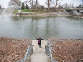 Martha Powell, president and chief executive of London Community Foundation, stands at the forks of the Thames River in London. The foundation is opening a competition to redesign portions of the river at the forks and South of Horton (SoHo) to maximize its attributes. Derek Ruttan / The London Free Press