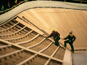 The short 138-metre wooden track with steep 50-degree banked turns was built by Albert Coulier of Tillsonburg who worked on the velodrome in Montreal for the 1976 Olympics. (File photo)