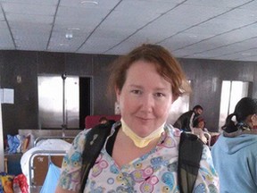 Photo supplied
Wanda DeLoye of Sudbury helps out at a hospital in Kathmandu, Nepal. The nurse at Health Sciences North had set out on April 24 with her husband and children for a vacation in India, but decided to pitch in with the earthquake relief effort instead.