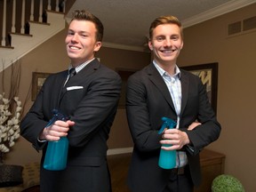 Sam Taylor, 16, and Josh Lehman, 18, are co-creators of Clean Green cleaning products and Junior Achievement award winners. Craig Glover/The London Free Press/Postmedia Network